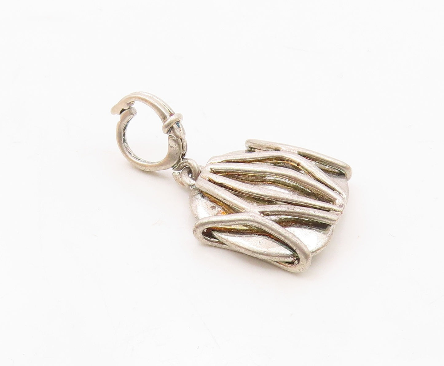 DESIGNER 925 Sterling Silver  Vintage Shiny Modernist Drop Pendant  PT18365