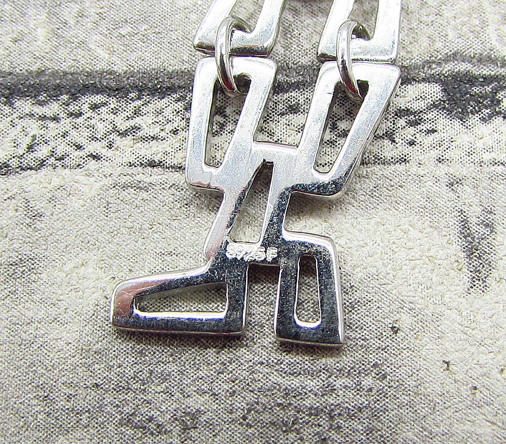 925 Sterling Silver  Linked Cut Out Art Deco Drop Pendant  PT1651