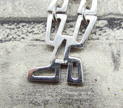 925 Sterling Silver  Linked Cut Out Art Deco Drop Pendant  PT1651