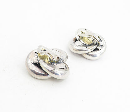925 Sterling Silver   Vintage Pretzel Knot Non Pierce Drop Earrings  EG4371