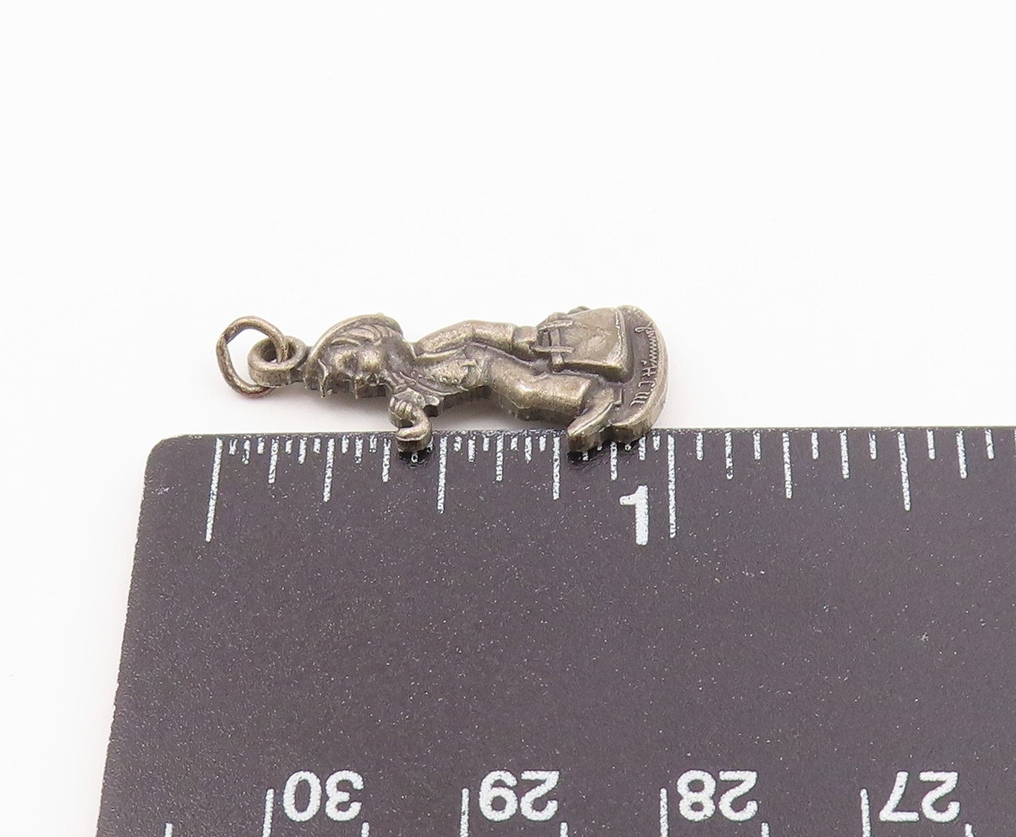 925 Silver  Vintage Hummel Lady Holding Umbrella & Purse Pendant  PT21410