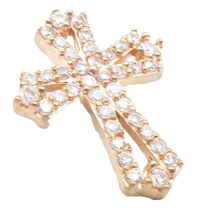925 Sterling Silver  Topaz Rose Gold Plated Religious Cross Pendant  PT9676