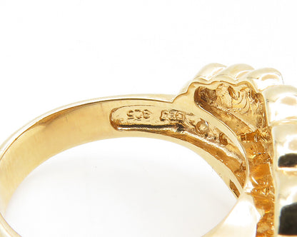 925 Sterling Silver  Topaz Gold Plated Angel Wing Cocktail Ring Sz 6  RG14195