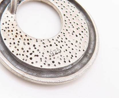 925 Sterling Silver Vintage Pendant Designer Solid Round Grooved  PT23158