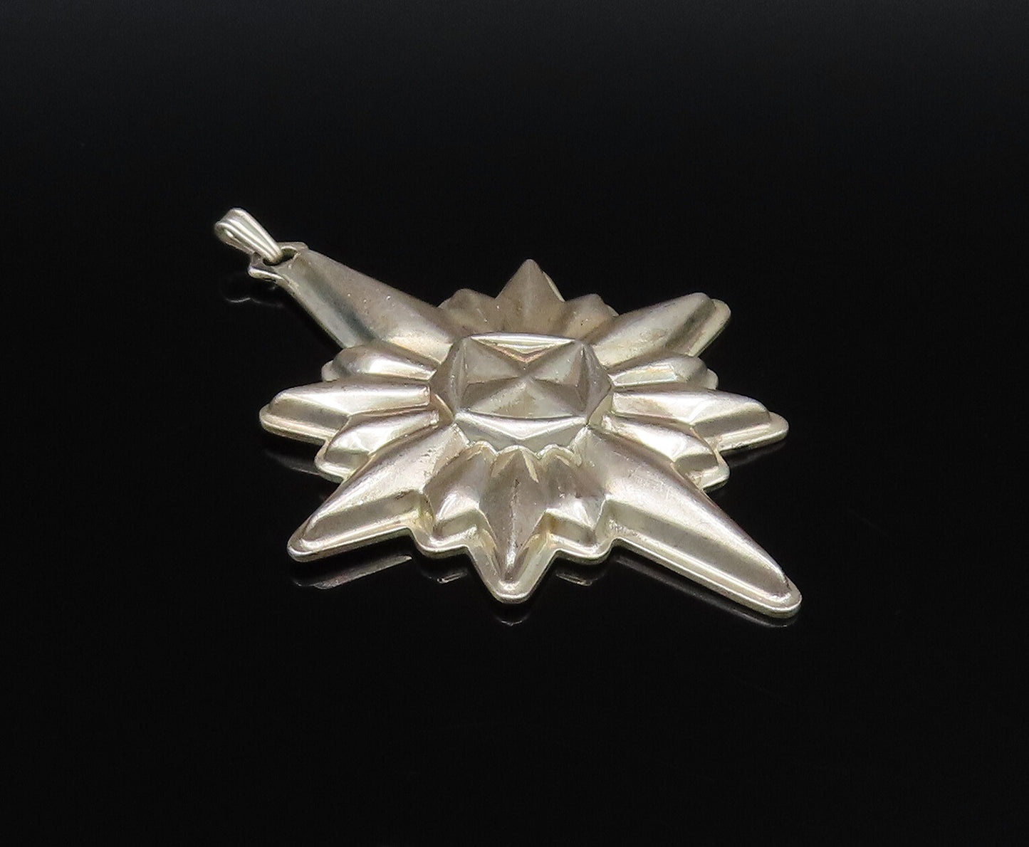 REED & BARTON 925 Silver  Vintage Christmas Star Ornate Drop Pendant  PT21622
