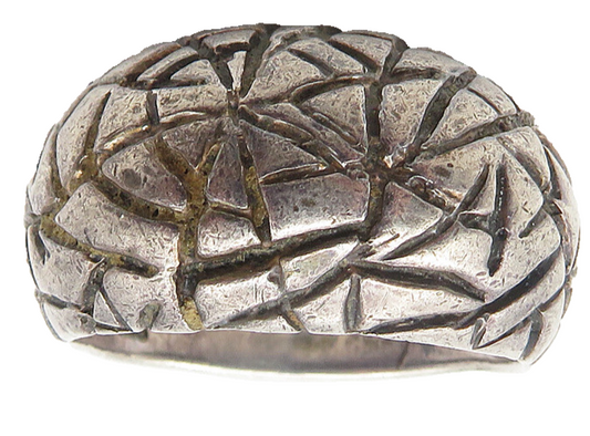 925 Sterling Silver  Vintage Oxidized Etched Design Band Ring Sz 7  RG10915