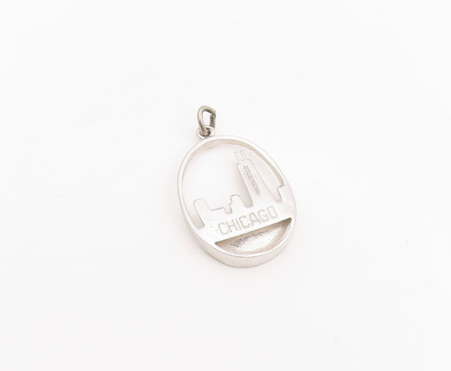 925 Sterling Silver Vintage Pendant Chicago Cityscape Skyline Souvenir  PT25711