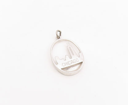 925 Sterling Silver Vintage Pendant Chicago Cityscape Skyline Souvenir  PT25711