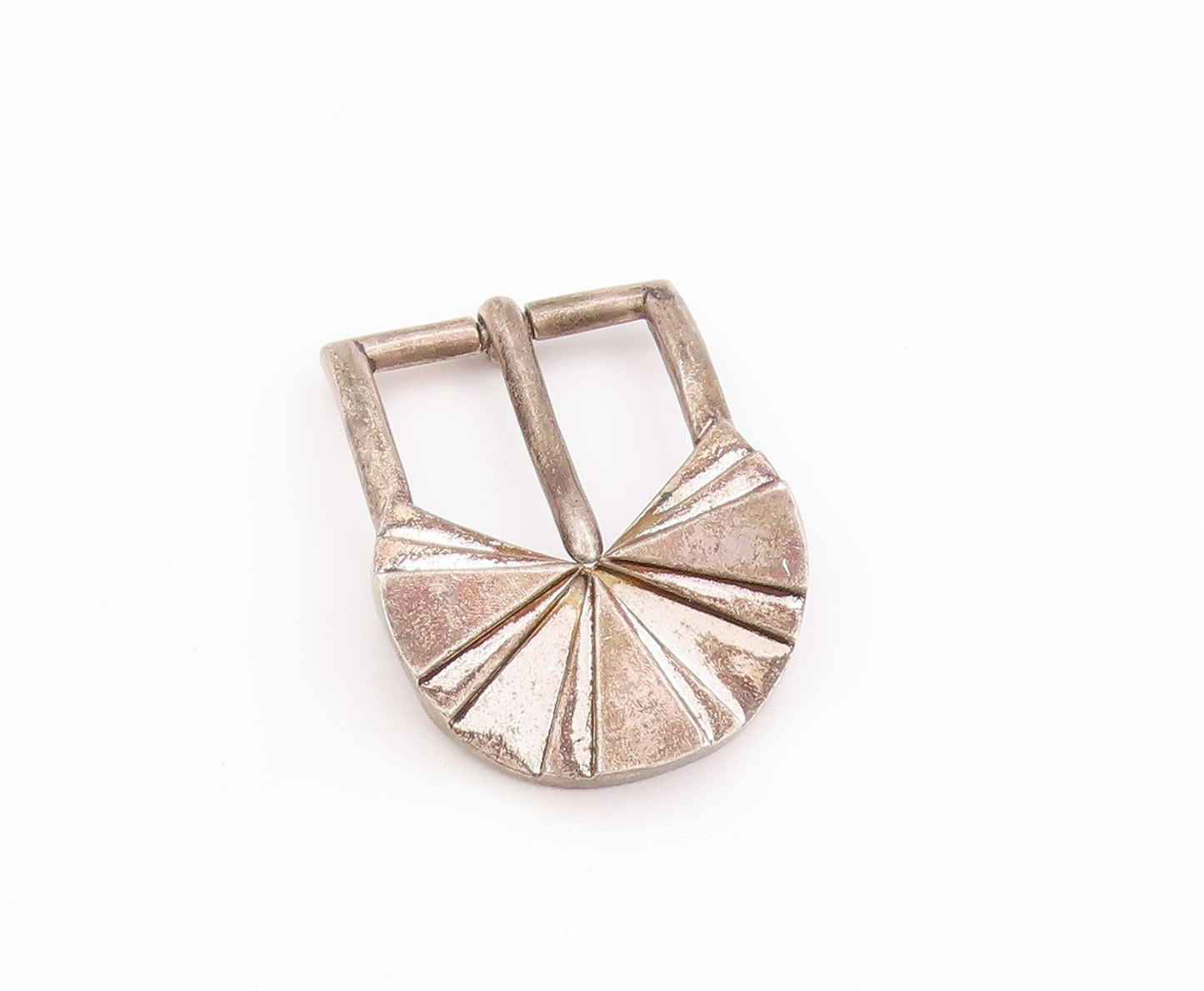925 Sterling Silver Vintage Belt Buckle LUC BENOIT Geometric Fan Carved   TR4004