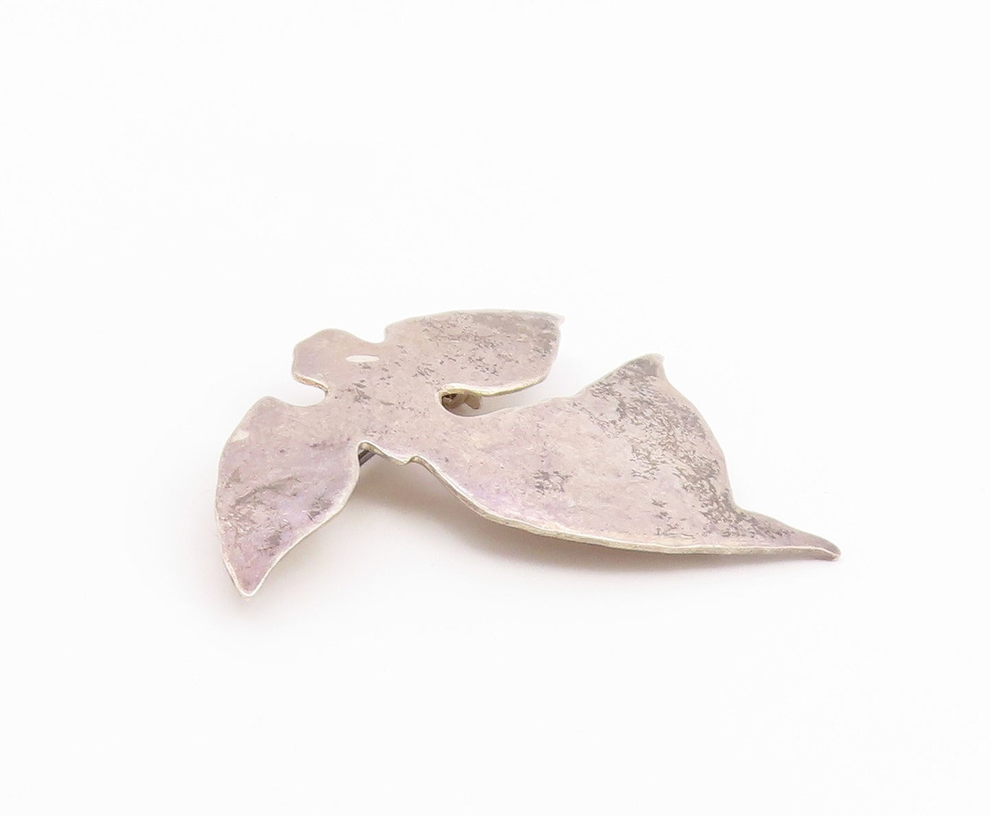 925 Sterling Silver  Vintage Hammered Angel Silhouette Brooch Pin  BP9279
