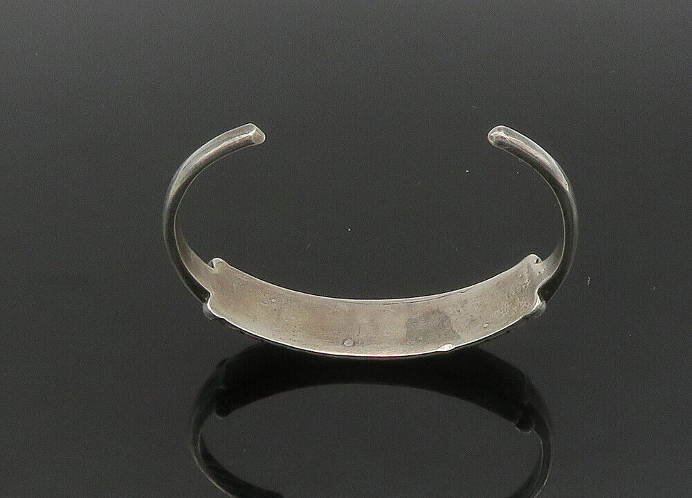 ZUNI NAVAJO 925 Sterling Silver Vintage Malachite & Agate Cuff Bracelet BT8943