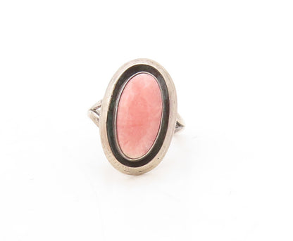 925 Sterling Silver Vintage Ring NAVAJO ZUNI Oval Pink Gemstone  Sz 6  RG31262