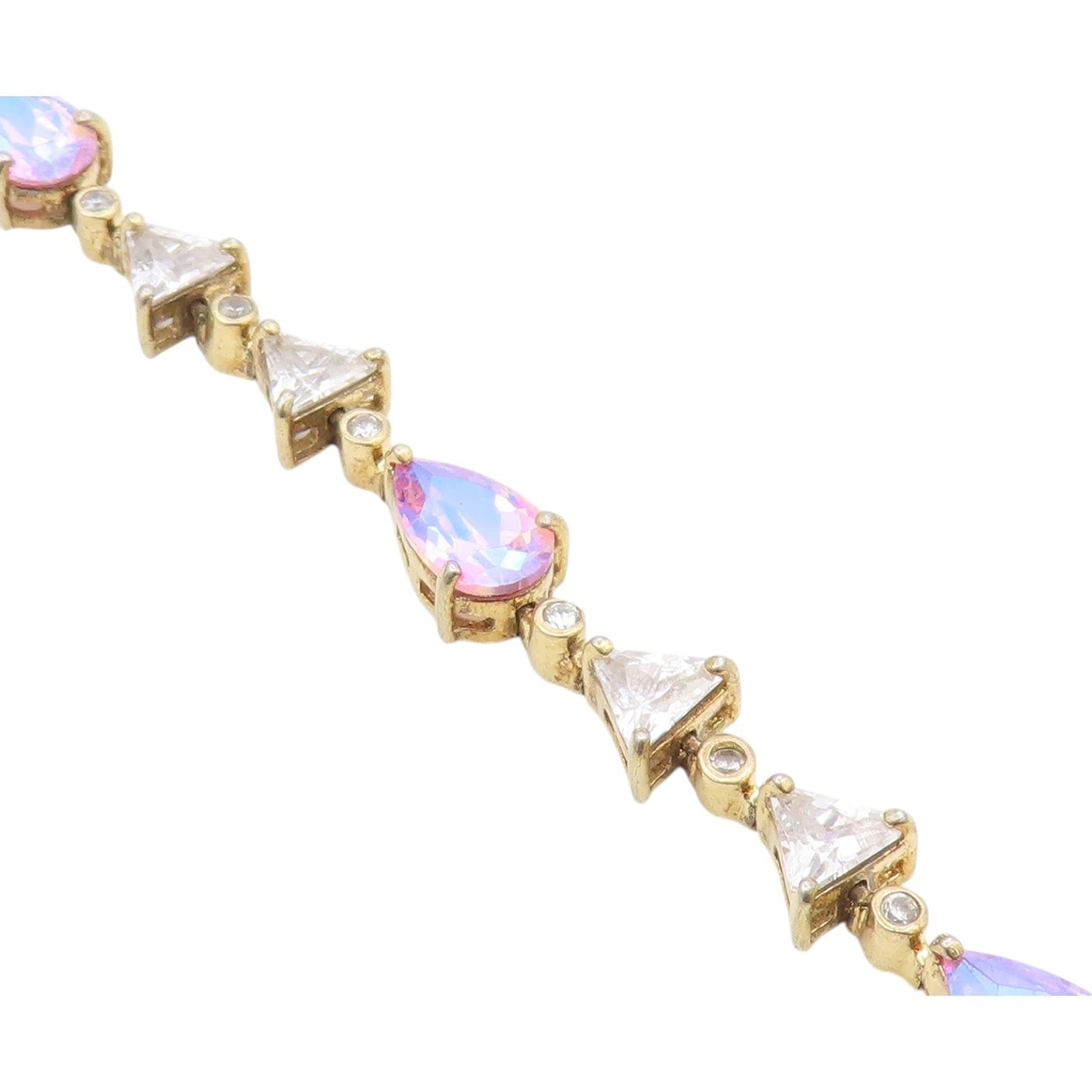 925 Sterling Silver  Vintage Fancy Mystic & White Topaz Tennis Bracelet BT9712