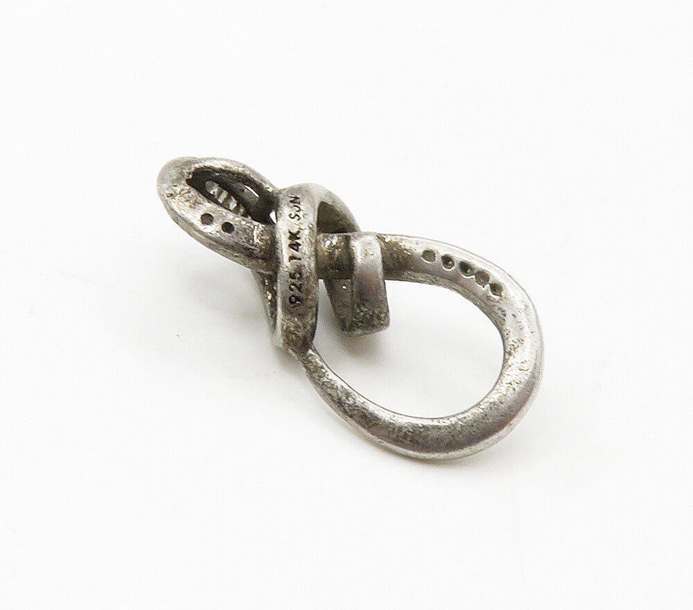 925 Sterling Silver  Vintage Genuine Diamonds 2 Tone Infinity Pendant  PT13124