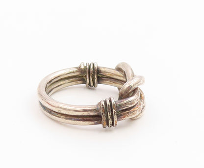 925 Sterling Silver Vintage Ring Modernist Braided Knot Band  Sz 4.5  RG35579