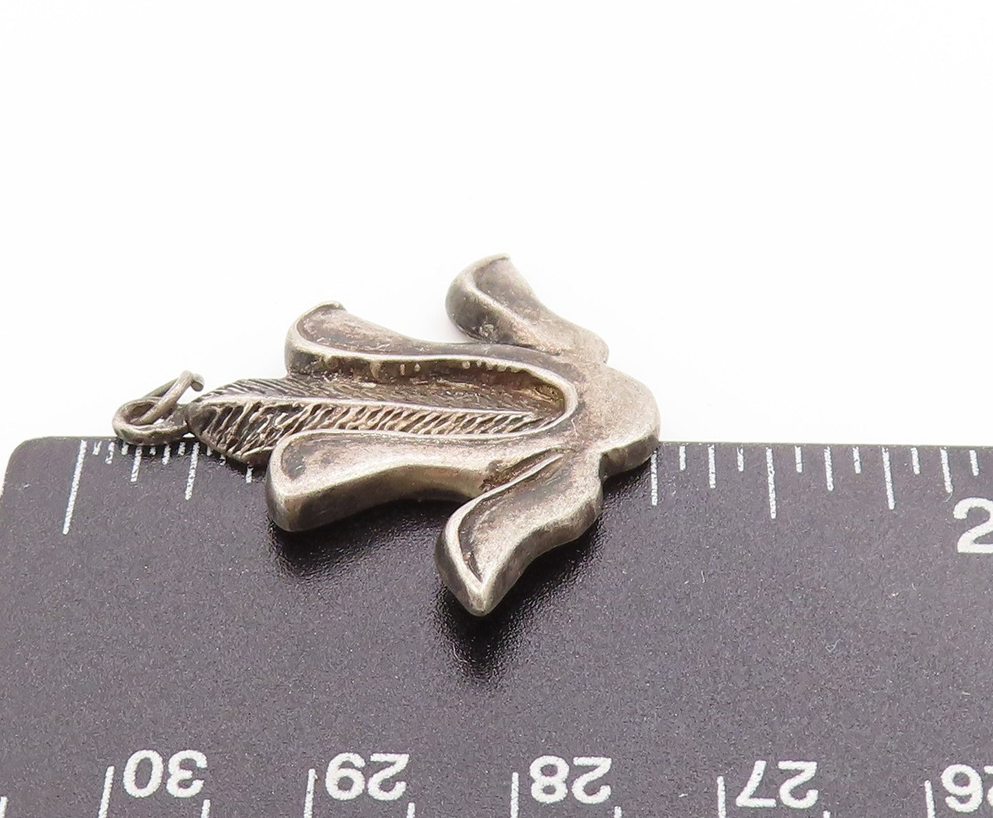 925 Sterling Silver Vintage Pendant Etched Blooming Lotus Floral Charm  PT25030