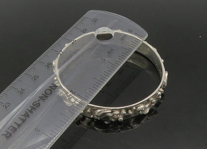 DESIGNER 925 Silver  Vintage Shiny Fish Pattern Petite Bangle Bracelet  BT9057