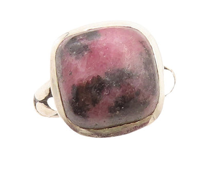 925 Sterling Silver Vintage Ring Pebble Effect Carved Gemstone  Sz 7  RG31490