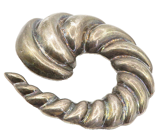 DULCE MEXICO 925 Silver  Vintage Dark Tone Hollow Scalloped Brooch Pin  BP3293