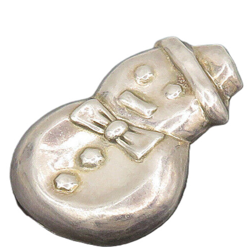 925 Sterling Silver  Vintage Shiny Smooth Snowman Motif Pendant  PT14791