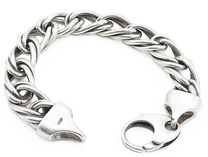 925 Sterling Silver  Vintage Shiny Double Twist Link Chain Bracelet  BT2286