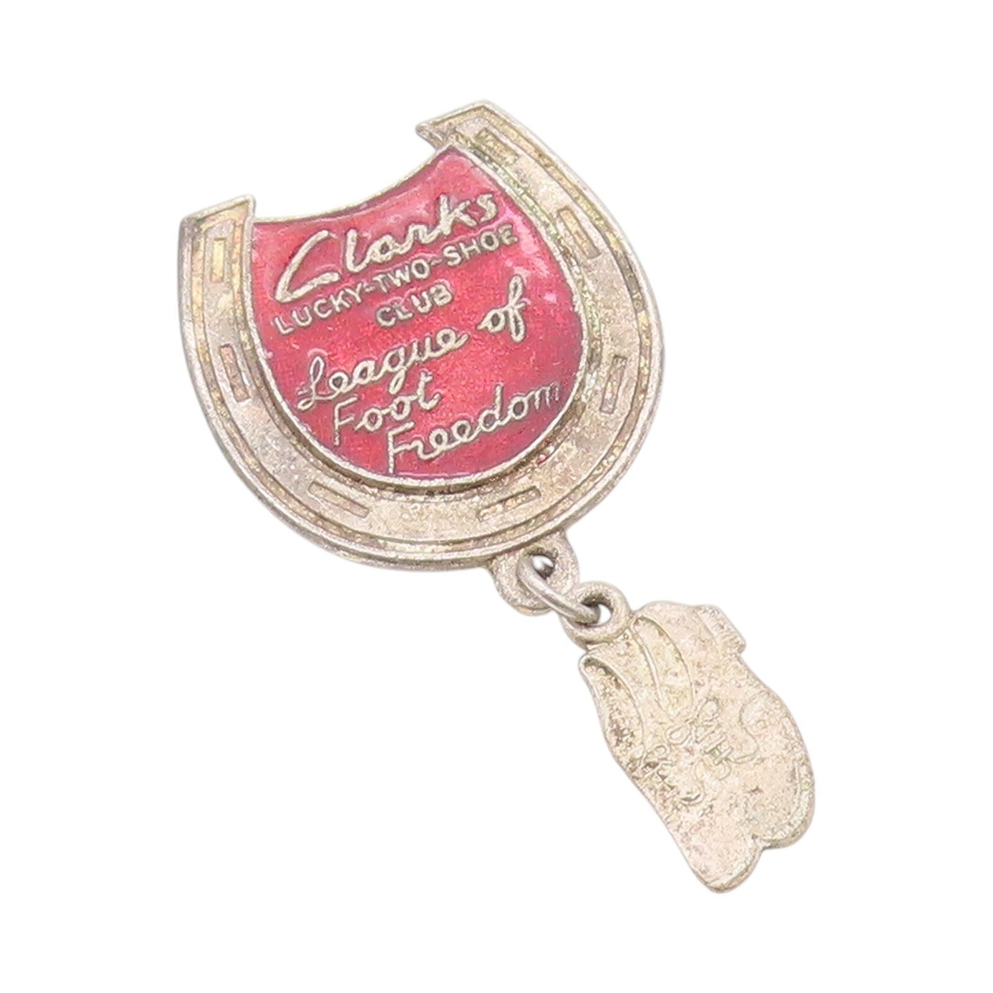 925 Sterling Silver Vintage Brooch Enameled Clarks Antique Shoe Club  BP11523