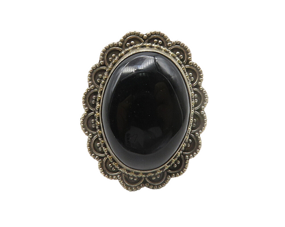 925 Sterling Silver  Vintage Cabochon Black Onyx Cocktail Ring Sz 6  RG13779