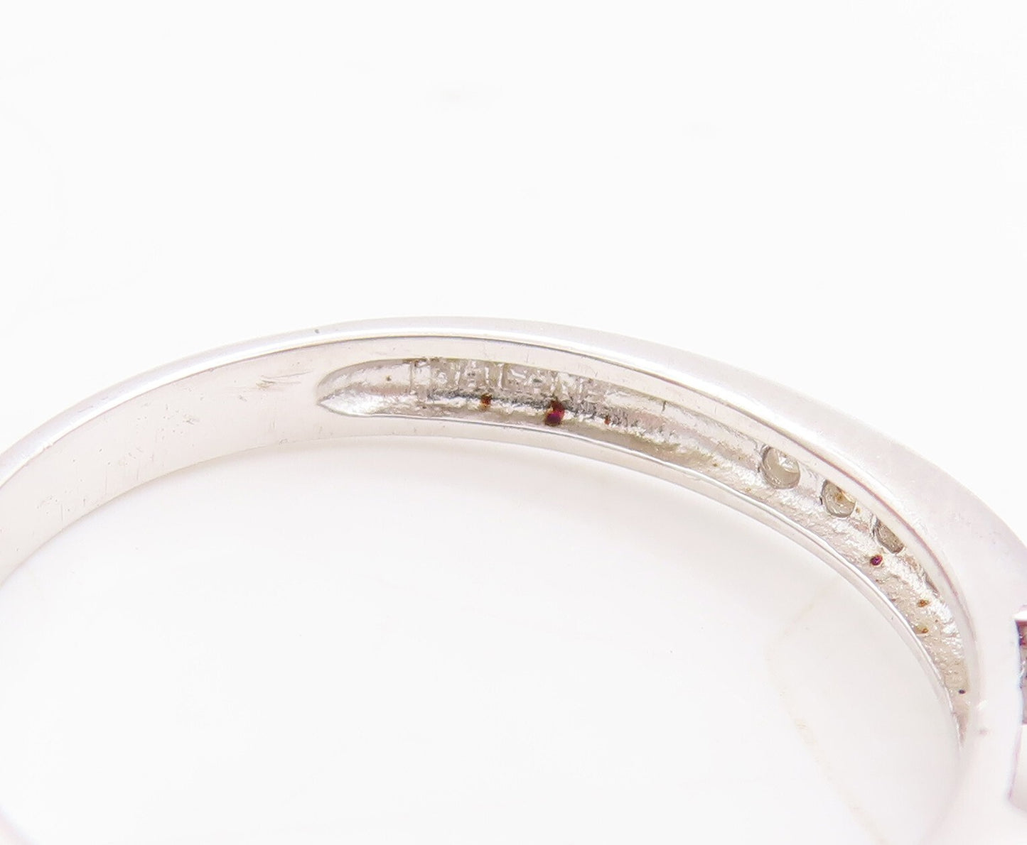 925 Sterling Silver Vintage Ring Oval Cut Ruby Real Diamonds Inlay Sz 8 RG29234