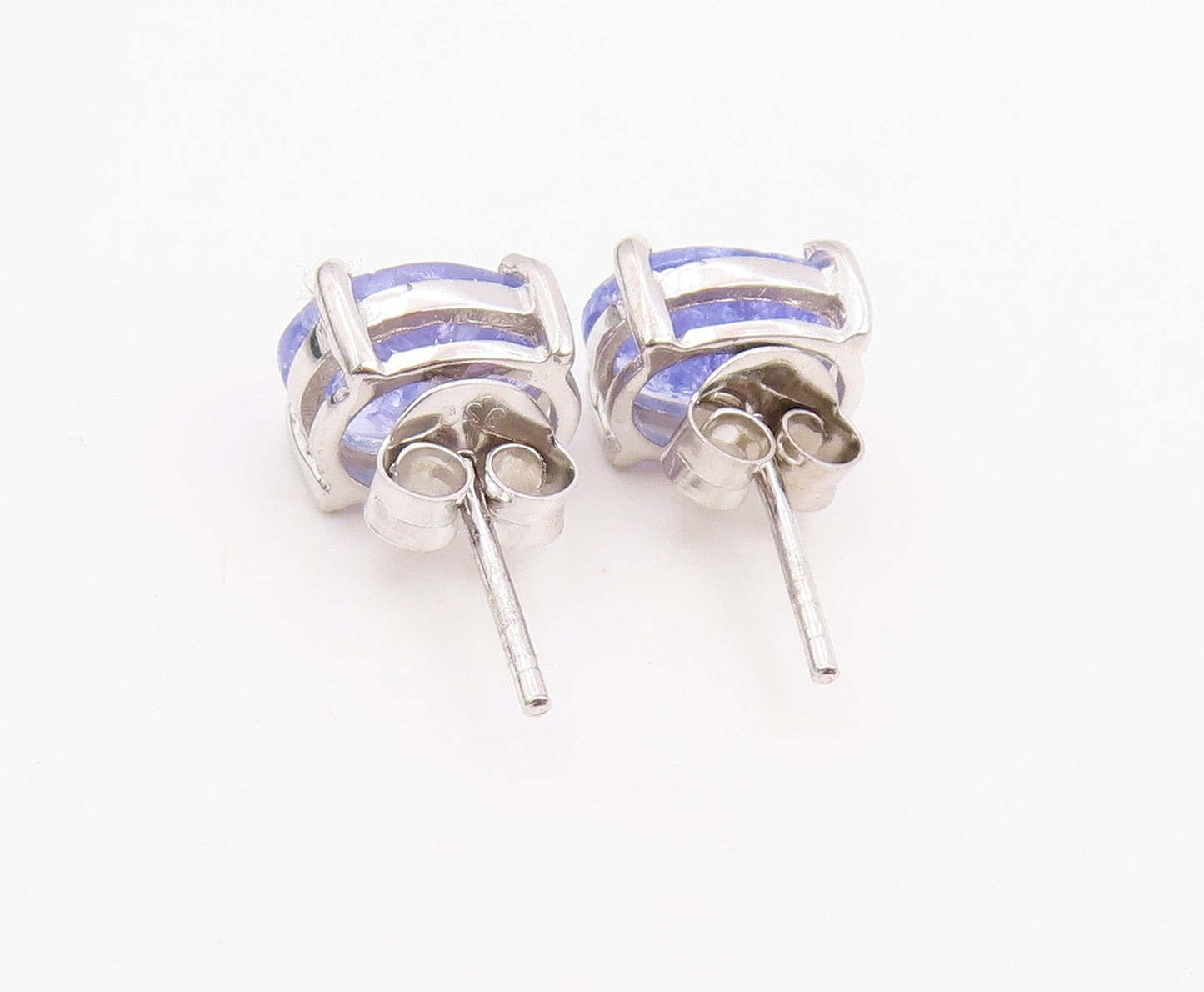 925 Sterling Silver Vintage Earrings Minimalist Oval Cut Tanzanite Stud  EG14210