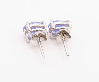 925 Sterling Silver Vintage Earrings Minimalist Oval Cut Tanzanite Stud  EG14210