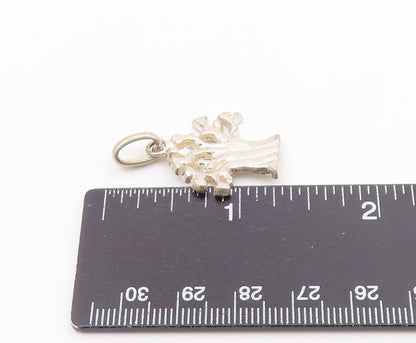 925 Sterling Silver  Vintage Shiny Tree Motif Drop Pendant  PT19386
