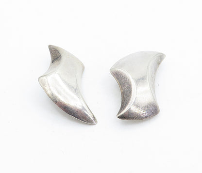 MEXICO 925 Sterling Silver Vintage Shiny Modernist Non Pierce Earrings EG2715