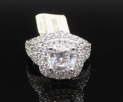 925 Sterling Silver  Vintage Multi Stone Cubic Zirconia Halo Ring Sz 7 RG25391