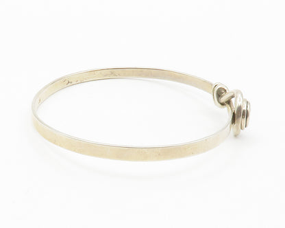 925 Sterling Silver  Vintage Cubic Zirconia Loop Detail Cuff Bracelet  BT5689