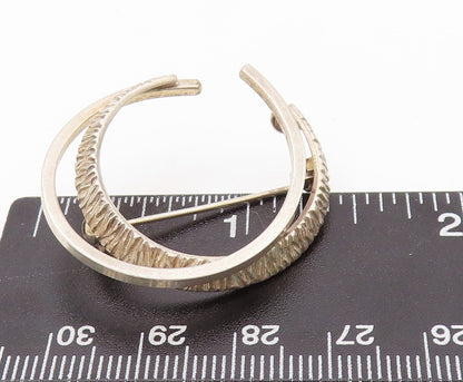 925 Sterling Silver Vintage Brooch Pin Designer Cutout C Shape   BP11186
