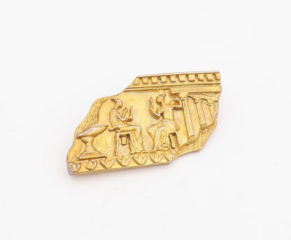 925 Sterling Silver Vintage Brooch Pin Gold Plated NORWAY Storytellers BP12230