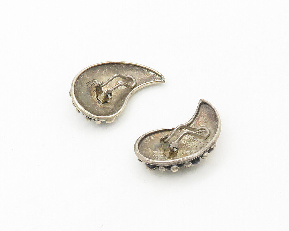 MEXICO 925 Silver  Vintage Dark Tone Bubble Detail Non Pierce Earrings  EG8984