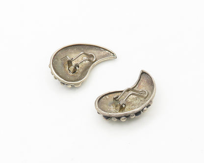 MEXICO 925 Silver  Vintage Dark Tone Bubble Detail Non Pierce Earrings  EG8984