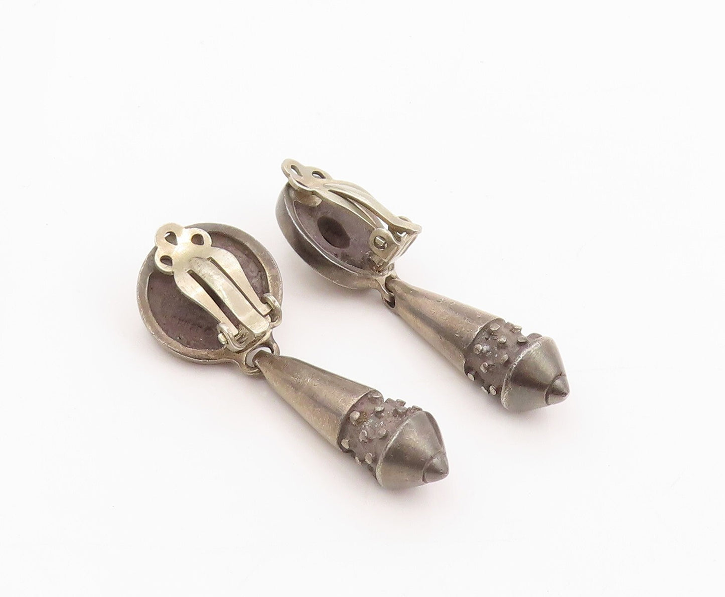 925 Sterling Silver Vintage Earrings LISA JENKS Dark Tone Antique Design EG13332