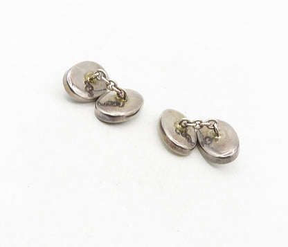 925 Sterling Silver  Vintage Mother Of Pearl & Black Onyx Cuff Links  TR1457