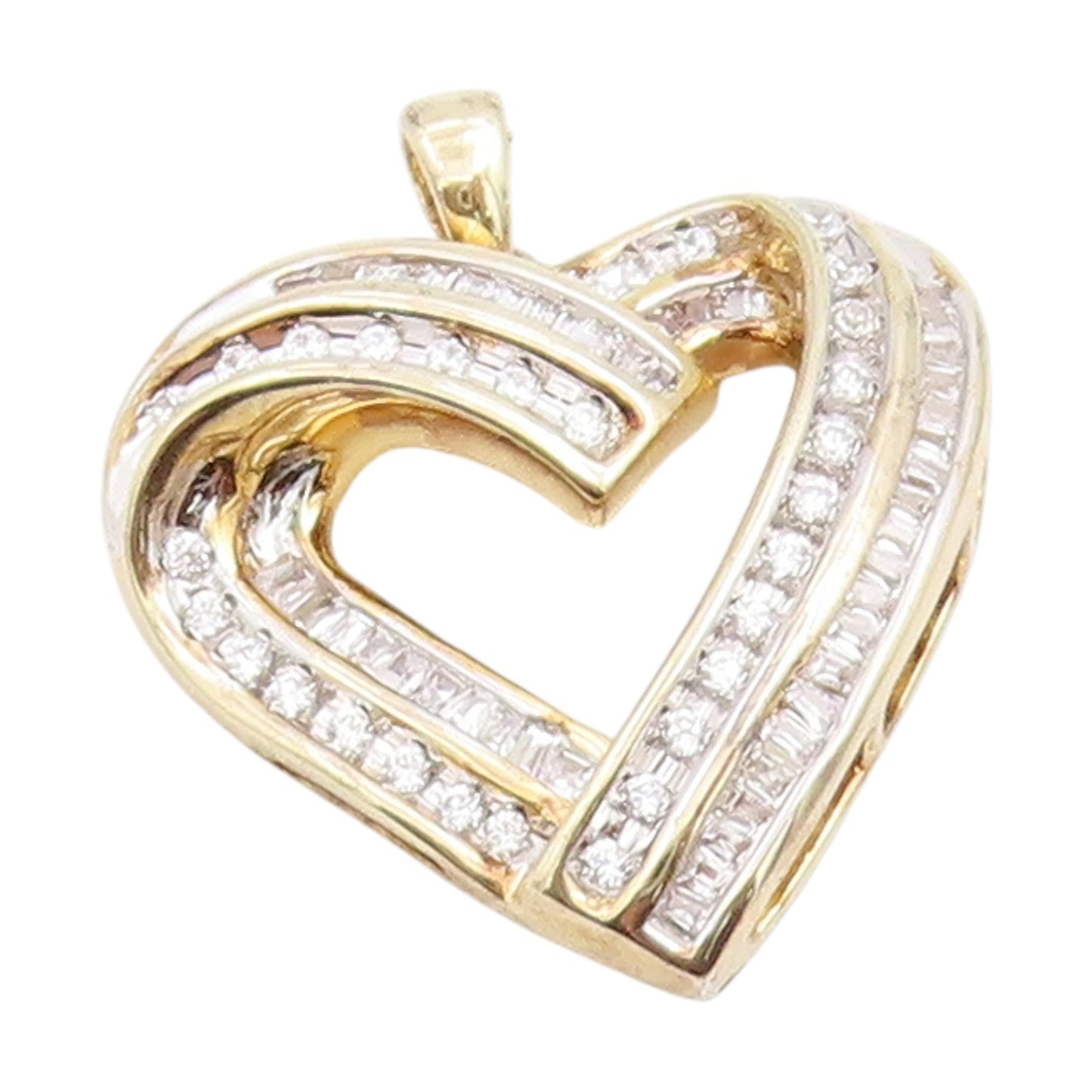 925 Sterling Silver Vintage Pendant Gold Plated Real Diamonds Love Heart PT25855