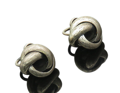 DANECRAFT 925 Sterling Silver  Vintage Shiny Knot Non Pierce Earrings  EG9366