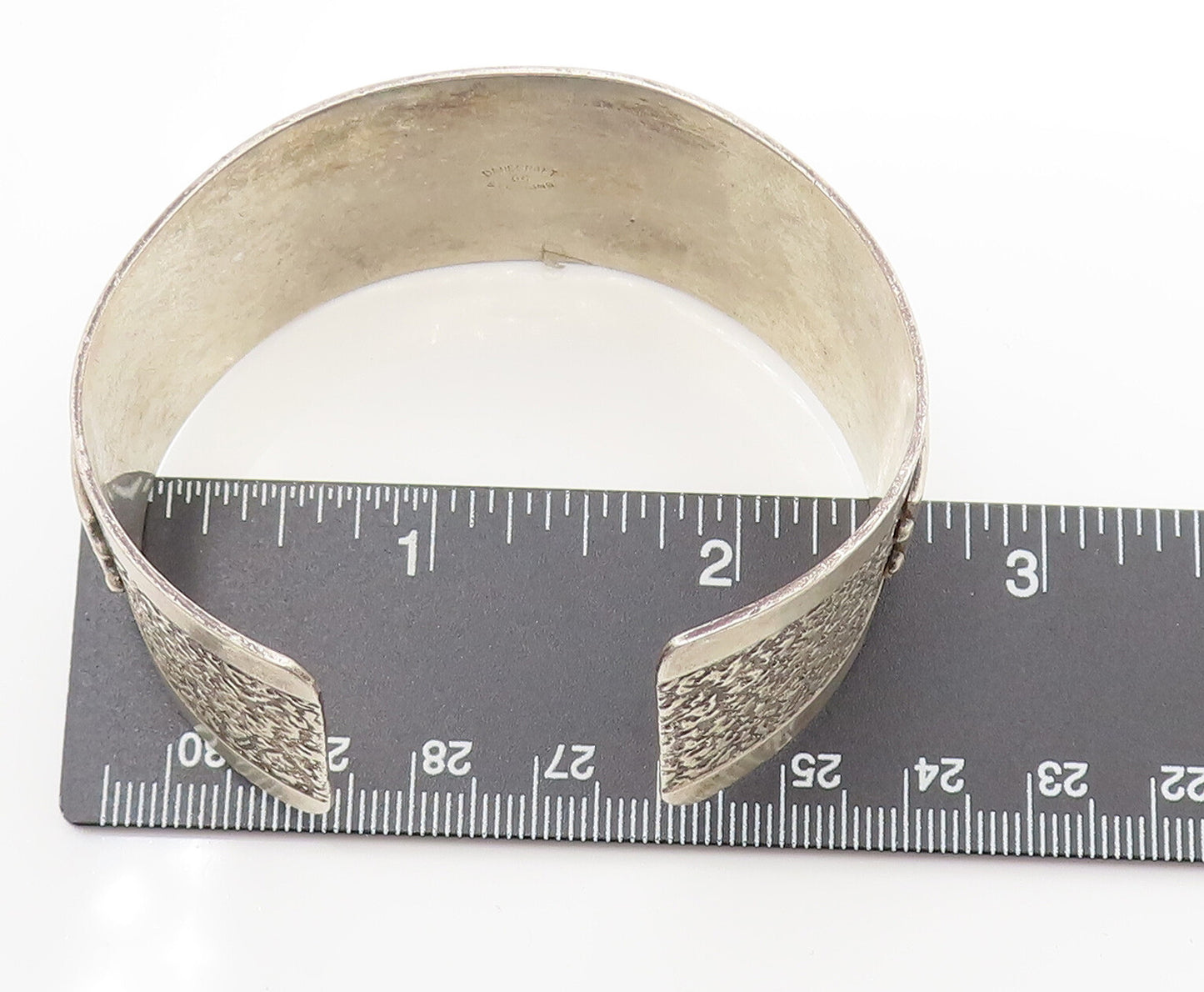 DANECRAFT 925 Silver  Vintage Antique Carved Greek Key Cuff Bracelet  BT9790