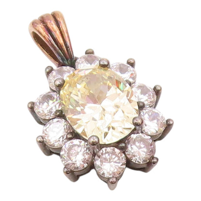 STAUER 925 Silver  Vintage Yellow & White Cubic Zirconia Drop Pendant  PT21251