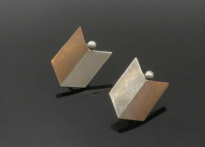 TAXCO 925 Sterling Silver  Vintage Shiny Two Tone Non Pierce Earrings  EG10724