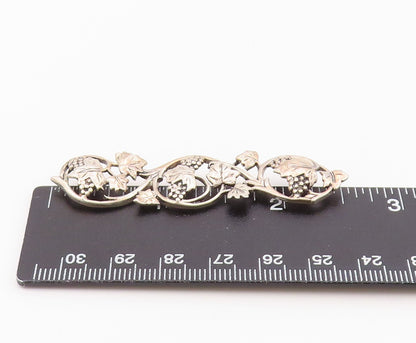 925 Sterling Silver Vintage Brooch Pin MFA Classic Grapevine & Leaf Bar  BP12563