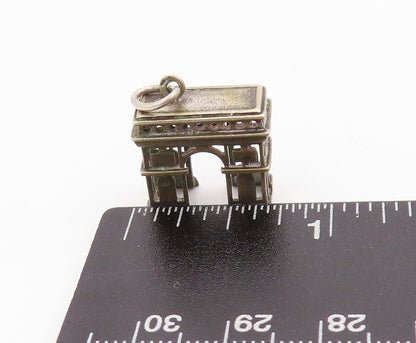 925 Sterling Silver Vintage Pendant Mini Carved Monument Charm  PT23515