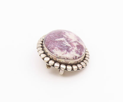 BALI 925 Sterling Silver  Vintage Cabochon Gemstone Brooch Pin  BP8237