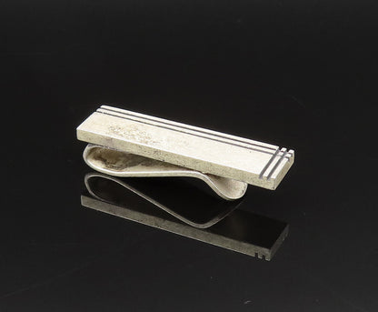 FI 925 Sterling Silver  Vintage Carved Lines Tie Clip  TR3410