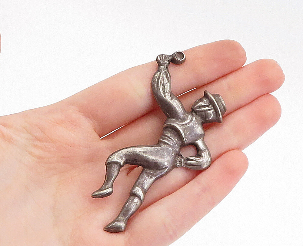 MEXICO 925 Sterling Silver  Vintage Antique Dancing Man Brooch Pin  BP1175